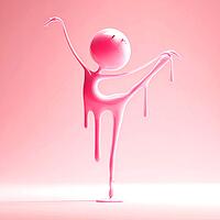 midi, rosa figur in tänzerischer pose auf rosa hintergrund