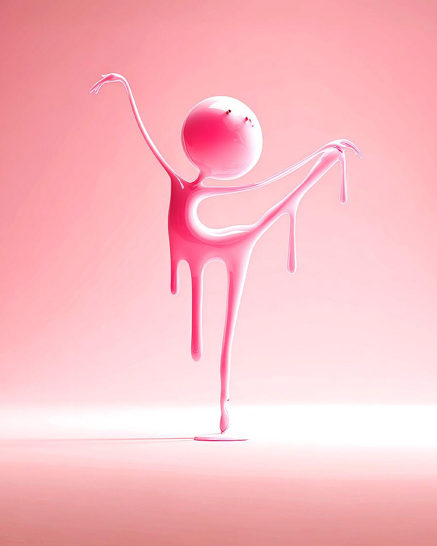midi, rosa figur in tänzerischer pose auf rosa hintergrund