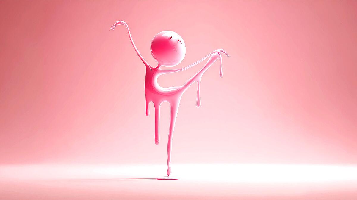 midi, rosa figur in tänzerischer pose auf rosa hintergrund