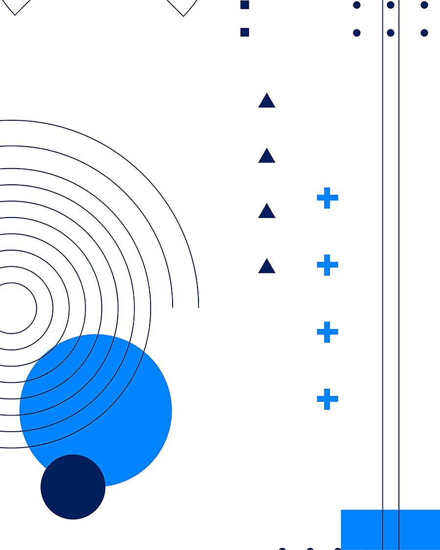 Abstrakte Grafik mit Kreisen, Linien und Punkten in Blau
