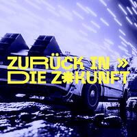 zurück in die zukunft, delorean mit neon-schriftzug