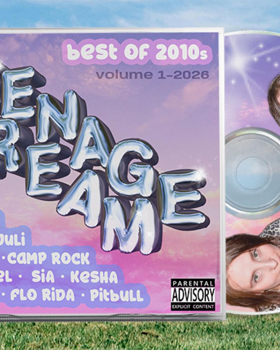 teenage dream, cd-cover mit schriftzug und zwei porträts