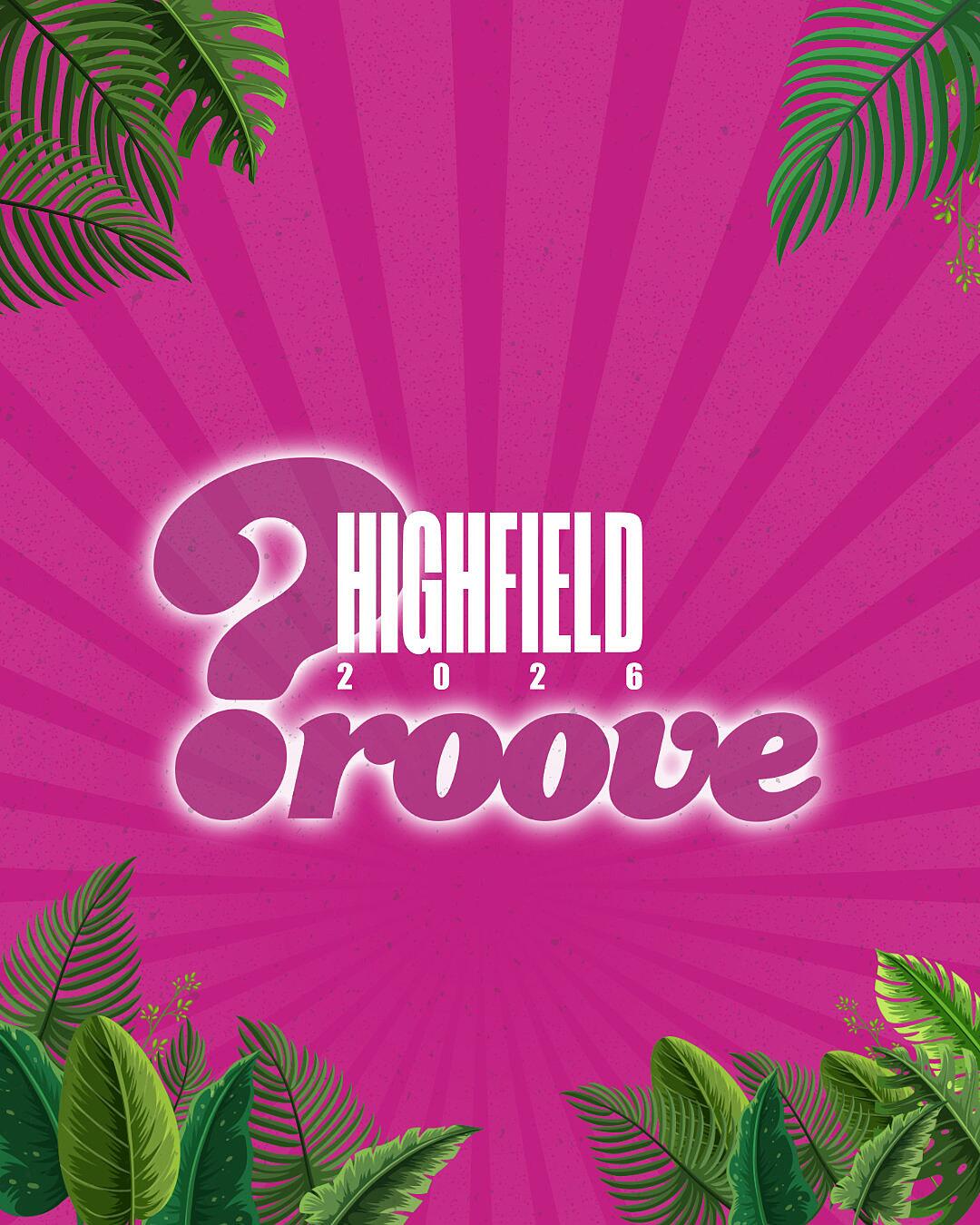 groove quiz, highfield 2026, tropische grafik mit schriftzug und fragezeichen