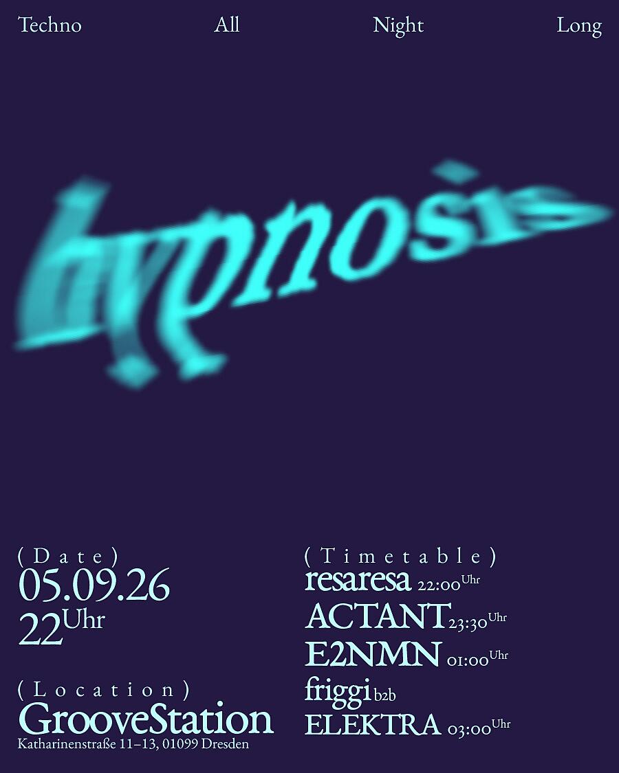 hypnosis, verschwommener neon-schriftzug auf dunklem hintergrund