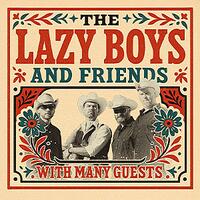 the lazy boys, vierköpfige band im westernstil auf vintage-plakat