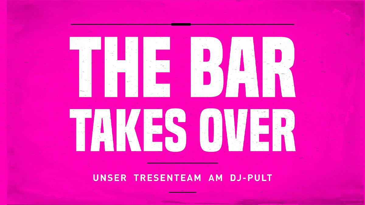 the bar takes over, pinke grafik mit großem schriftzug
