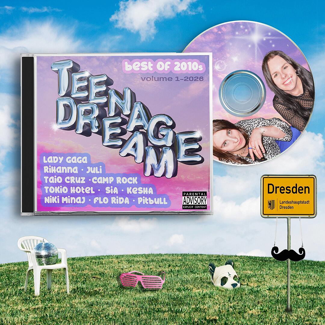 teenage dream, cd-cover mit schriftzug und zwei porträts