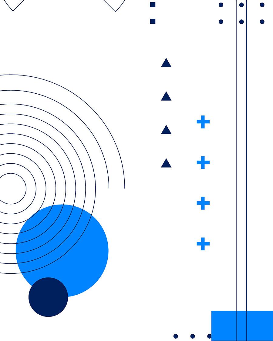 Abstrakte Grafik mit Kreisen, Linien und Punkten in Blau