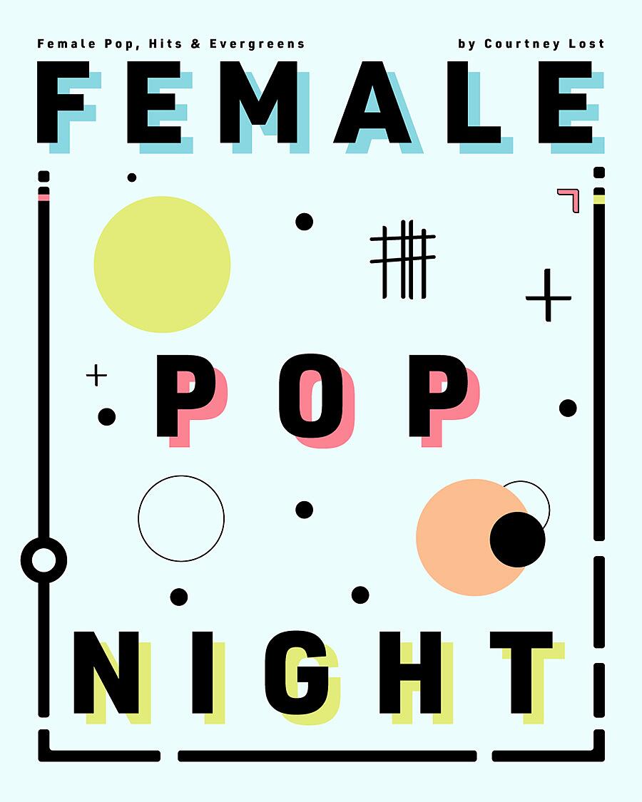 female pop night, grafische poster mit schriftzug