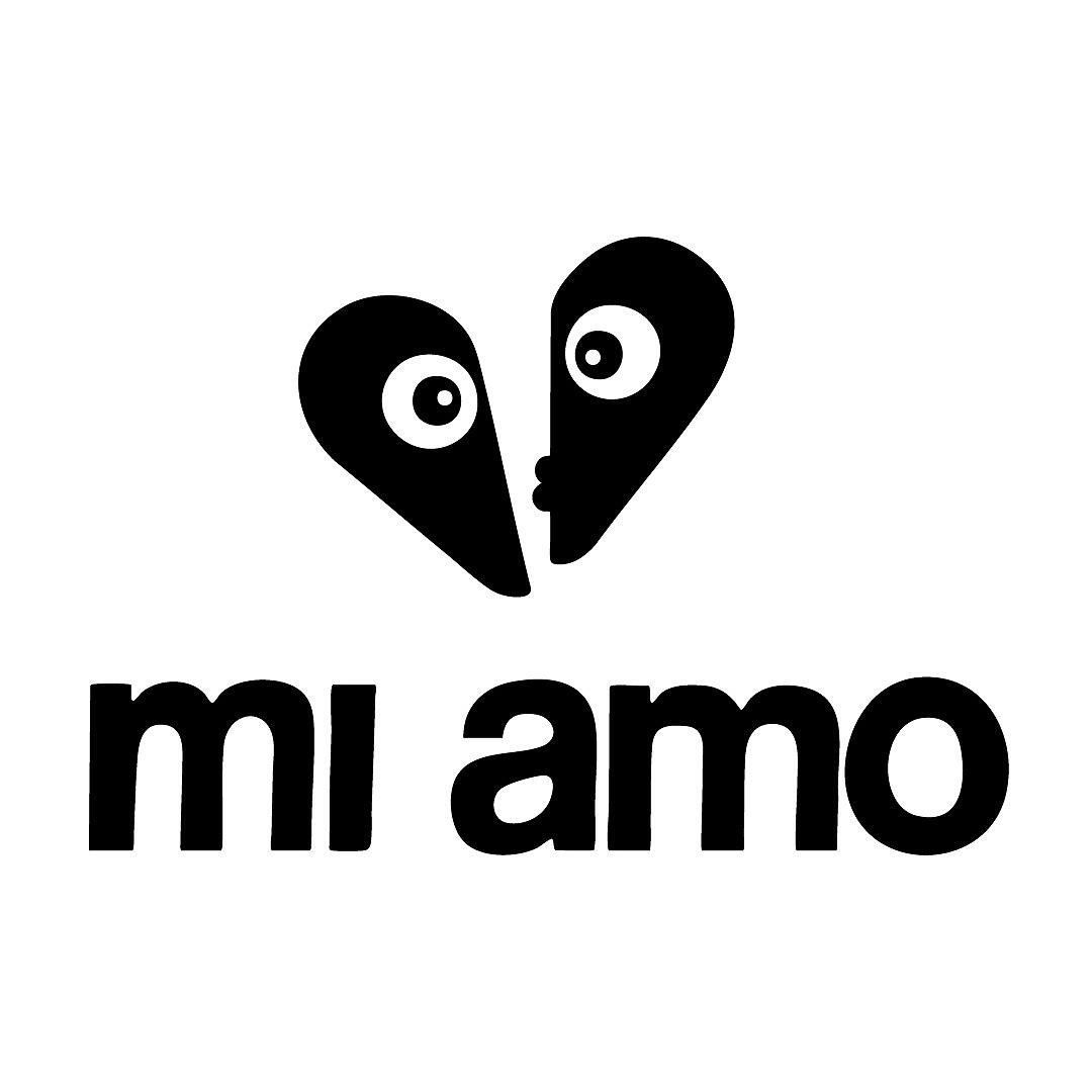 mi amo, schwarzes logo auf hellem hintergrund