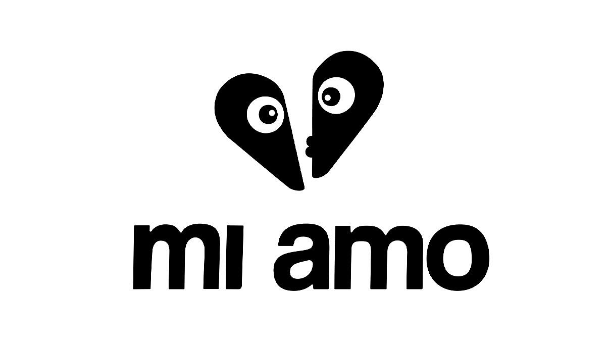 mi amo, schwarzes logo auf hellem hintergrund