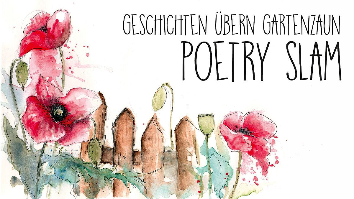 poetry slam, aquarellillustration mit blumen und gartenzaun