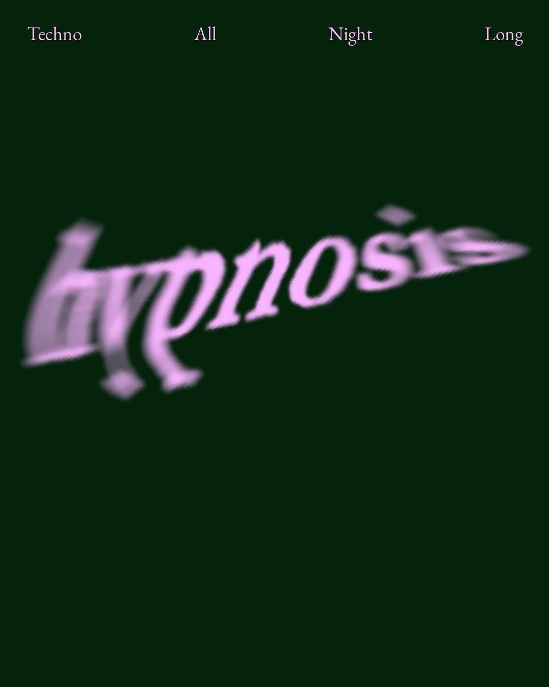 hypnosis, verschwommener rosa schriftzug auf dunkelgrünem hintergrund