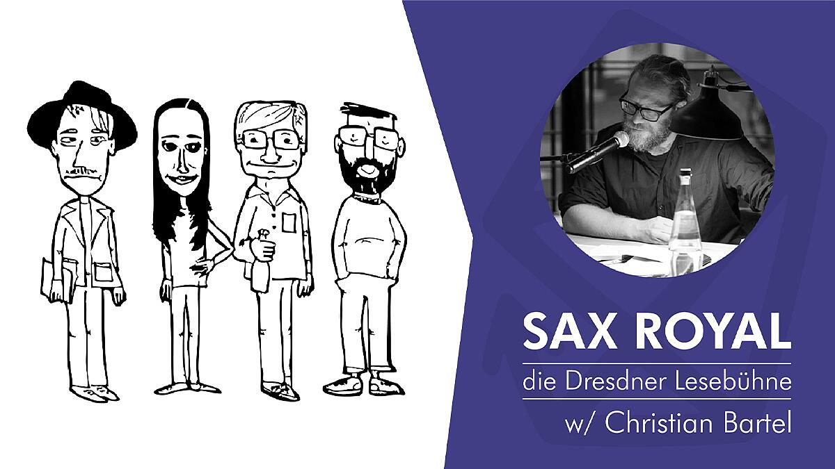 SAX ROYAL, gezeichnete Figuren und Christian Bartel am Mikrofon