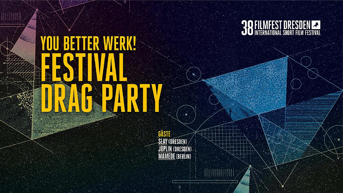 Filmfest Drag Party, bunte Grafik mit Schriftzug