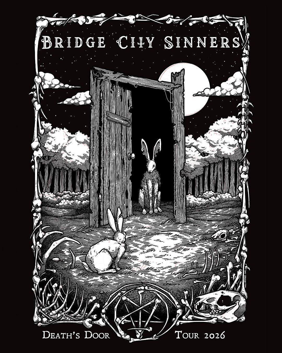 Bridge City Sinners, düstere Zeichnung mit Hasen und Waldszene