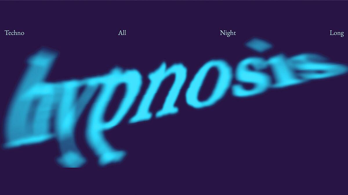 hypnosis, verschwommener schriftzug auf dunklem hintergrund