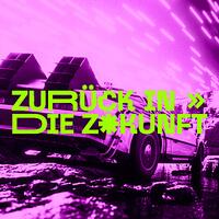 zurück in die zukunft, delorean mit neon-schriftzug
